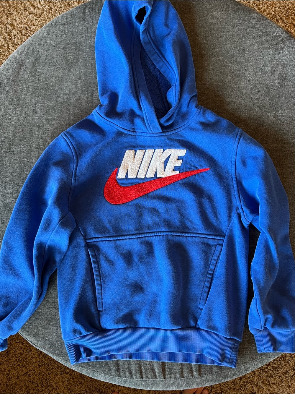 Nike Kids Royal Blue Pullover Hoodie with Red Swoosh